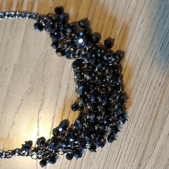 Super sparkling black beads multi surface cut dark theme adjustable chooker - Picture 3 of 6